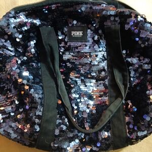 PINK Victoria's Secret Sequin Tote Bag - Black and Blue.